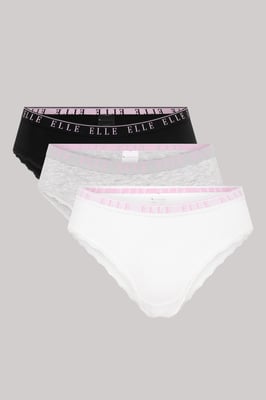 Multi Pack (3) Cotton Lace Trim Tipped Brazilian