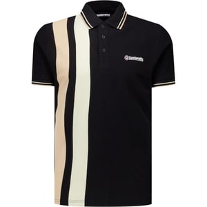 Lambretta Mens Classic Yarn Dyed Stripe Logo Polo Shirt (Black/Nomad)