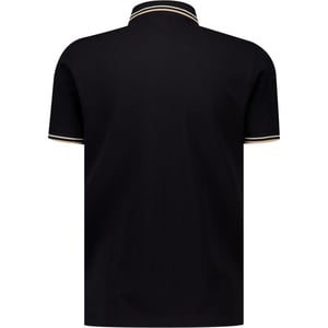 Lambretta Mens Classic Yarn Dyed Stripe Logo Polo Shirt (Black/Nomad)