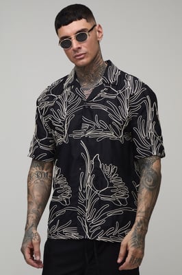 Tall Palm Embroidered Oversized Shirt