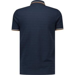 Lambretta Mens Classic Yarn Dyed Stripe Logo Polo Shirt (Navy/Smoke Blue)