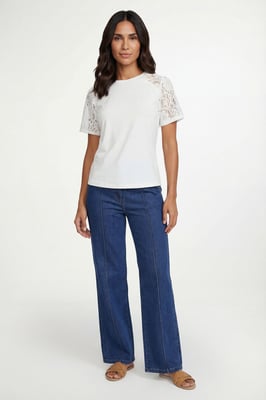 Lace Short Sleeve Jersey Top