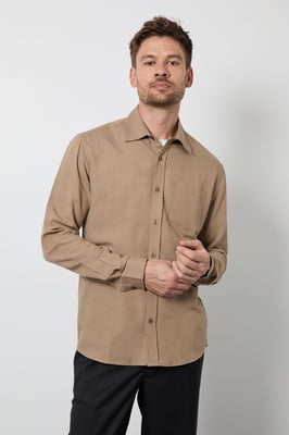 Taupe Long Sleeve Linen Shirt