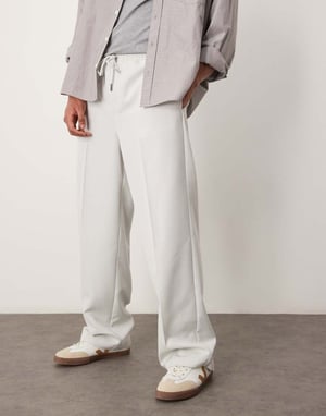 ASOS DESIGN pull on smart wide leg trousers in ice grey