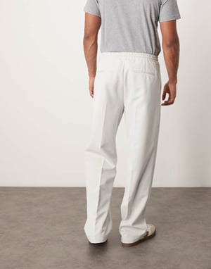 ASOS DESIGN pull on smart wide leg trousers in ice grey