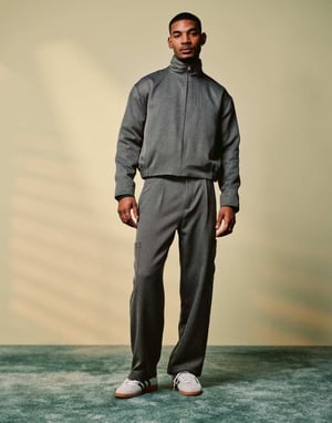 ASOS DESIGN smart co-ord wide cargo trousers in grey herringbone with elasticated waist