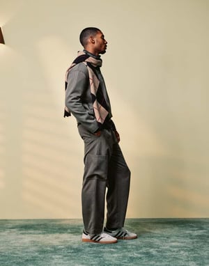 ASOS DESIGN smart co-ord wide cargo trousers in grey herringbone with elasticated waist