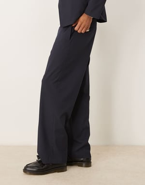 ASOS DESIGN smart co-ord wide leg trouser in navy