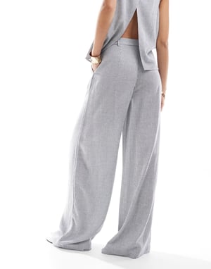 ASOS DESIGN linen look wide leg trouser co-ord in stripe