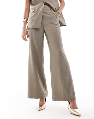 Miss Selfridge co-ord tailored wide leg trouser in khaki