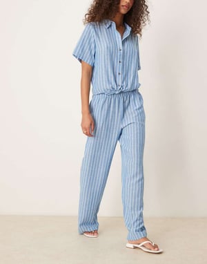 JDY wide leg trousers co-ord in light blue