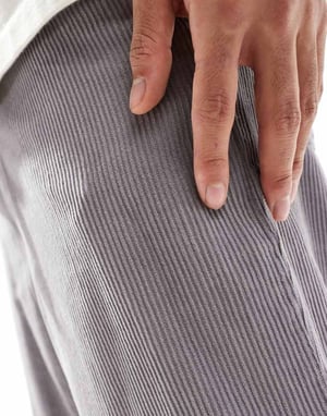 ASOS DESIGN tapered tvättad kord joggers i grått