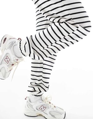 Pieces high waist jogger co-ord in black and white stripe