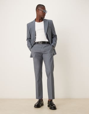 ASOS DESIGN linen blend slim suit trousers in blue