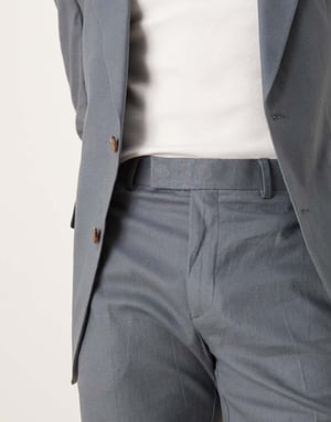 ASOS DESIGN linen blend slim suit trousers in blue