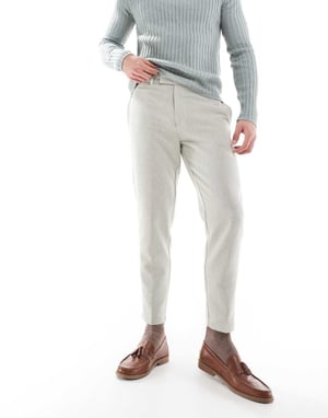 ASOS DESIGN ullmix tapered kostymbyxor i salviagrön väv