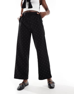 ASOS DESIGN ankle grazer hotfix tailored trouser co-ord in black - BLACK