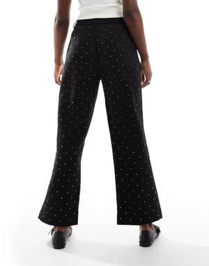 ASOS DESIGN ankle grazer hotfix tailored trouser co-ord in black - BLACK