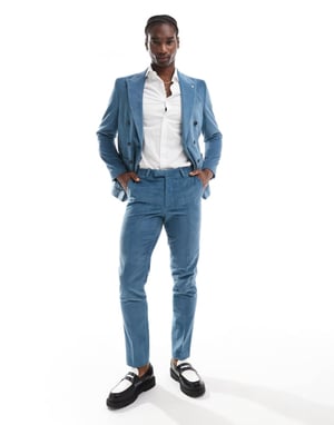 Twisted Tailor Aston kostym slim byxor i blått set