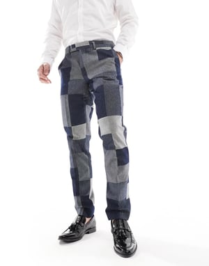 Twisted Tailor kostymbyxor i denimpatch co-ord