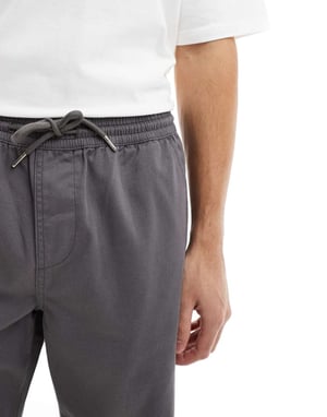 ASOS DESIGN raka ben chinos med dragsko i kolgrå