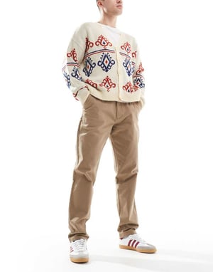 Farah norwood regular fit twill chino trousers in beige