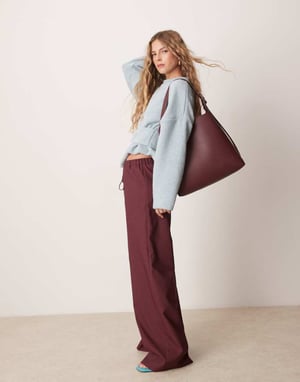ASOS DESIGN tailored wide leg pull on trouser in plum