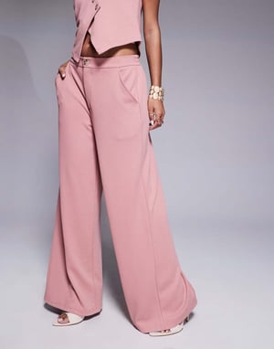 ASOS DESIGN koord jersey twill vida byxor i rosa