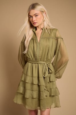 Contrast Tiered Mini Dress