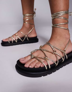 Simmi London Billie remsandaler i guld