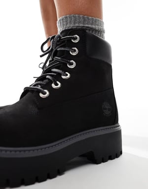 Timberland Stone Street 6 inch elevated boots in black nubuck