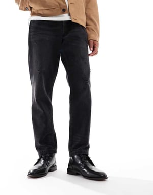 ASOS DESIGN snörning chukka stövlar i svart läder
