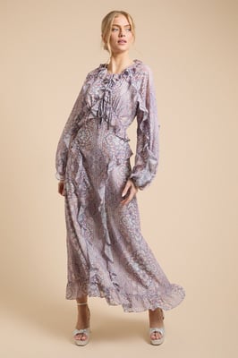 Frill Keyhole Maxi Dress
