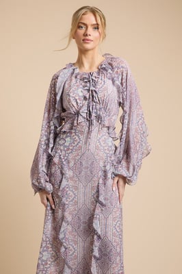 Frill Keyhole Maxi Dress