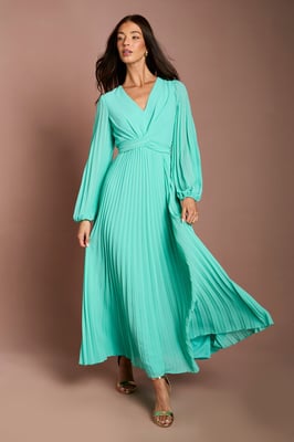 Pleated Wrap Front Dress