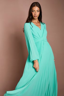 Pleated Wrap Front Dress