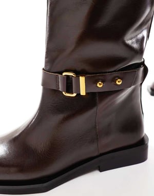 ASOS EDITION premium läder ridstövlar över knäet i brunt
