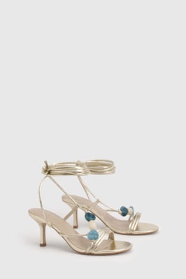 Bead Detail Asymmetric Strappy Stiletto Heels
