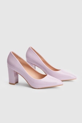 Elaina Faux Leather Block Heel Court Shoes