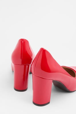 Elaina Faux Leather Block Heel Court Shoes