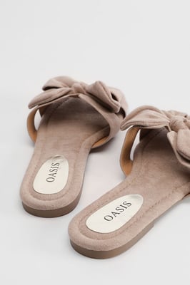 Freya Faux Suede Bow Detail Sliders