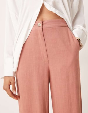 ASOS DESIGN Tall relaxed straight leg trousers with linen in Apricot