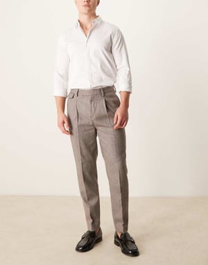 ASOS DESIGN smart tapered fit wool mix trousers with coin pocket in dark grey