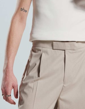 ASOS DESIGN smart co-ord oversized tapered byxor i beige mikrotålighet med elastisk midja
