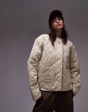 Topshop washed quilted liner jacket in buttermilk