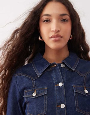 Miss Selfridge western girlfriend jacket in raw indigo