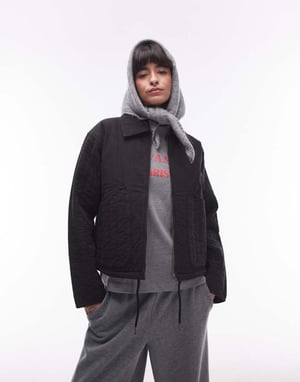 Topshop liner jacket with quilting in black