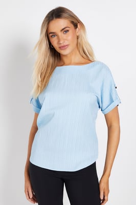 Crinkle Textured Roll Sleeve Blouse