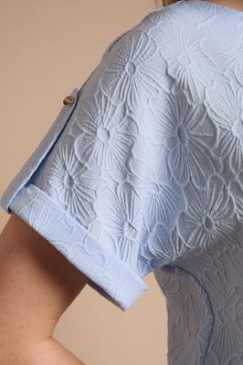 Textured Roll Sleeve Blouse