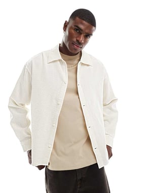 Jack & Jones oversize texturerad skjorta i vitt